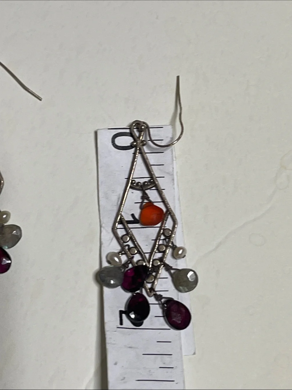 Sundance Silver-Tone Multi Gem Teardrop Dangle Earrings - Orange & Purple